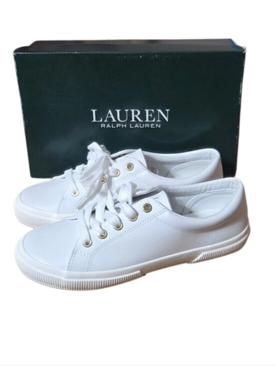 Lauren Ralph Lauren Shoes - Lauren Ralph Lauren Jolie White Action Leather Sneakers Womens Size 8B Preppy
